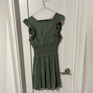 Altar'd State Olive Ruffle Mini Dress